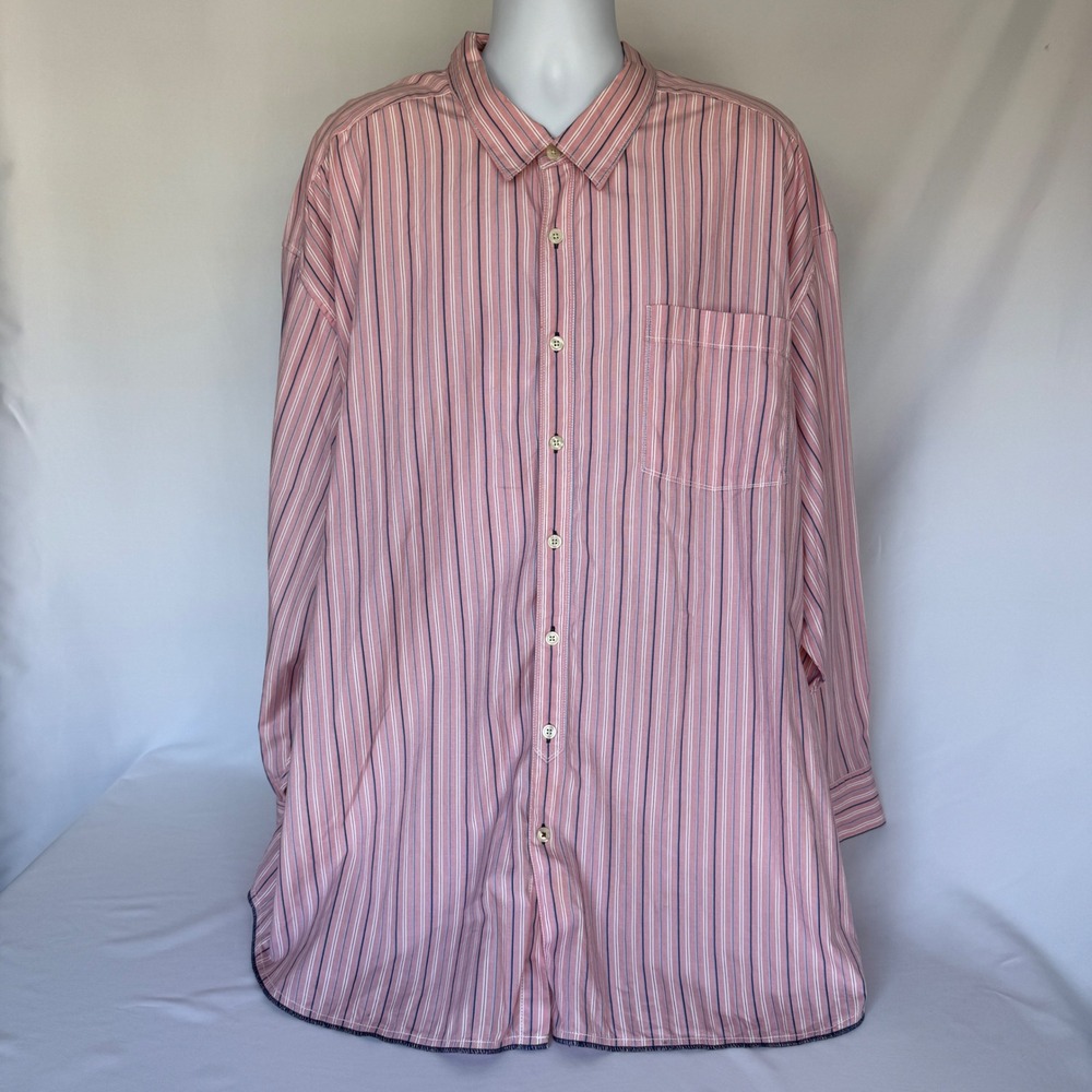 Tommy Bahama Jeans Mens Pink Blue Striped Long Sleeve Button Down Shirt XXL